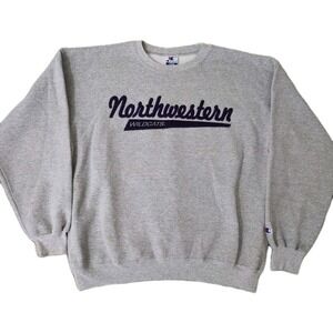 Vintage Northwestern Wildcats Crewneck Sweatshirt Embroidered Purple Size L